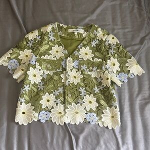 YITAI Guipure Embroidery Top